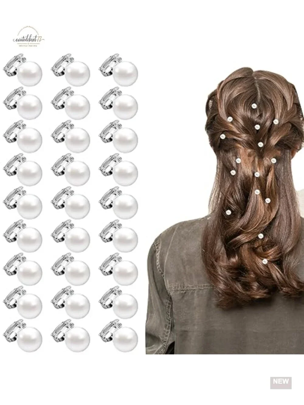 30pc Pearl Hair Clips & Bobby Pins Set - Mini Barrettes for Women